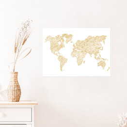 Plakat Beżowy szkic mapy świata