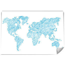 Błękitny szkic mapy świata