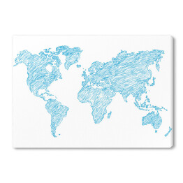 Obraz na płótnie Błękitny szkic mapy świata