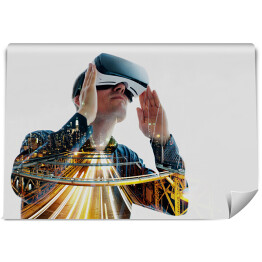 Człowiek w okularach wirtualnej rzeczywistości 