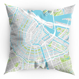 Poduszka Kolorowa mapa miasta Amsterdam