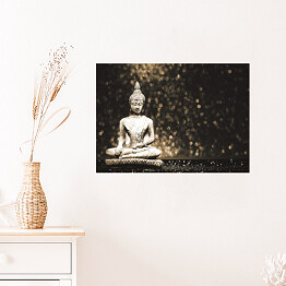 Plakat samoprzylepny Budda na błyszczącym czarnym tle 
