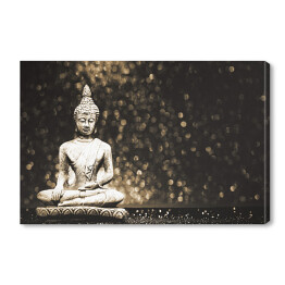 Obraz na płótnie Budda na błyszczącym czarnym tle 