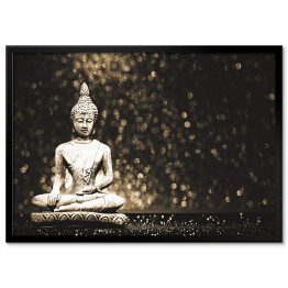 Plakat w ramie Budda na błyszczącym czarnym tle 