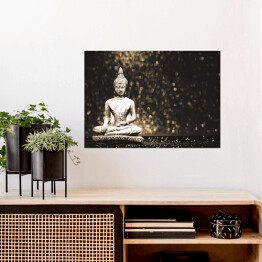 Plakat Budda na błyszczącym czarnym tle 