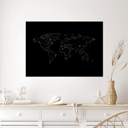 Plakat Mapa świata - jasne kropki na czarnym tle