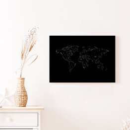Obraz na płótnie Mapa świata - jasne kropki na czarnym tle