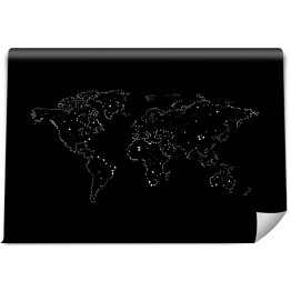 Fototapeta winylowa zmywalna Mapa świata - jasne kropki na czarnym tle