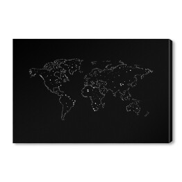 Obraz na płótnie Mapa świata - jasne kropki na czarnym tle