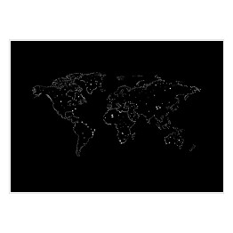 Plakat samoprzylepny Mapa świata - jasne kropki na czarnym tle
