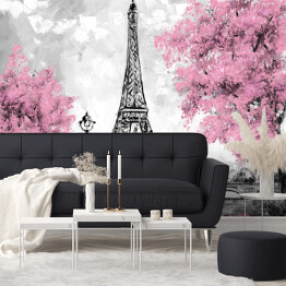 Fototapeta samoprzylepna Obraz olejny - Paryż w odcieniach czerni, bieli i różu