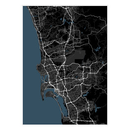 Czarno-białe mapy miasta San Diego, Kalifornia