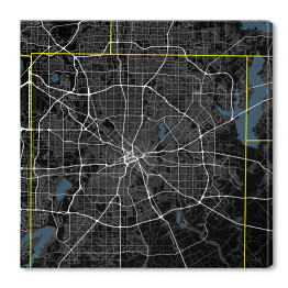 Obraz na płótnie Czarno-białe mapy miasta Dallas, Texas