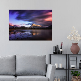 Plakat samoprzylepny Zachód słońca w Vermillion Lakes, Banff