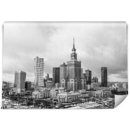 Fototapeta Zamglone centrum Warszawy