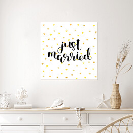 Plakat samoprzylepny "Nowożeńcy" - typografia na kropkowanym tle