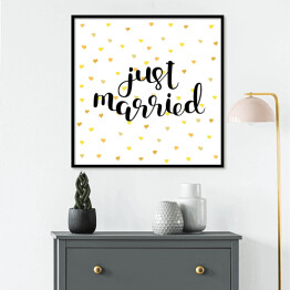Plakat w ramie "Nowożeńcy" - typografia na kropkowanym tle