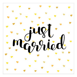 Plakat samoprzylepny "Nowożeńcy" - typografia na kropkowanym tle