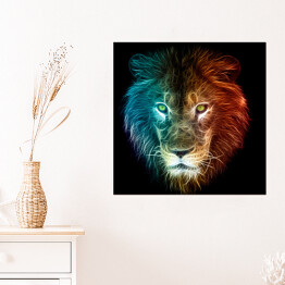 Plakat samoprzylepny Fantazyjny lew w ciemnych kolorach
