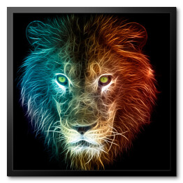 Obraz w ramie Fantazyjny lew w ciemnych kolorach