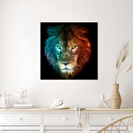 Plakat samoprzylepny Fantazyjny lew w ciemnych kolorach