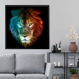 Obraz w ramie Fantazyjny lew w ciemnych kolorach