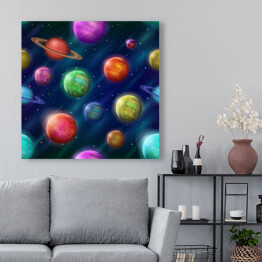 Obraz na płótnie Kolorowe planety i księżyce