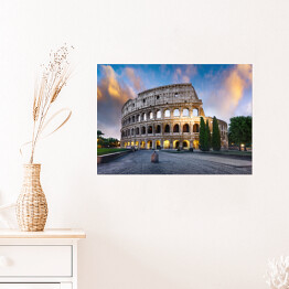 Plakat Colosseum w Rzymie w trakcie półmroku, Włochy