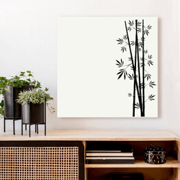 Obraz na płótnie Bambusowe łodygi z liśćmi na białym tle - ilustracja