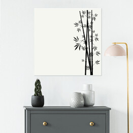 Plakat samoprzylepny Bambusowe łodygi z liśćmi na białym tle - ilustracja