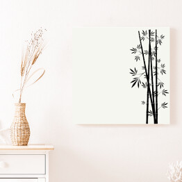 Obraz na płótnie Bambusowe łodygi z liśćmi na białym tle - ilustracja