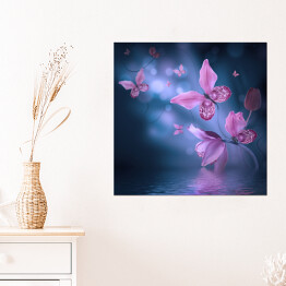 Plakat samoprzylepny Niesamowite motyle z płatków orchidei