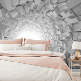 Fototapeta Jasny tunel 3D o nierównych ścianach
