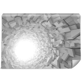 Fototapeta samoprzylepna Jasny tunel 3D o nierównych ścianach