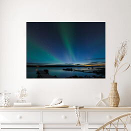 Plakat samoprzylepny Zorza polarna nad jeziorem