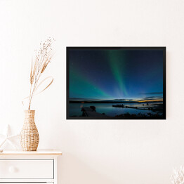 Obraz w ramie Zorza polarna nad jeziorem