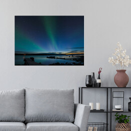 Plakat samoprzylepny Zorza polarna nad jeziorem