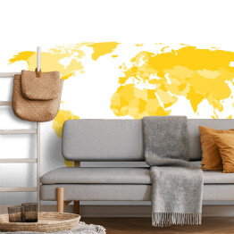 Fototapeta Mapa świata z wielokątów w odcieniach koloru żółtego