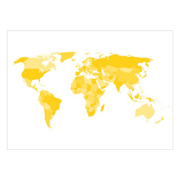 Plakat samoprzylepny Mapa świata z wielokątów w odcieniach koloru żółtego