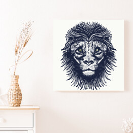 Obraz na płótnie Realistyczny portret lwa w odcieniach szarości