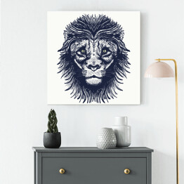 Obraz na płótnie Realistyczny portret lwa w odcieniach szarości
