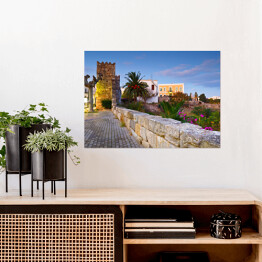 Plakat samoprzylepny Ruiny starożytnej agory i muru miejskiego miasta Kos