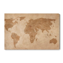 Obraz na płótnie Mapa świata na starym kawałku papieru
