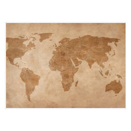 Plakat Mapa świata na starym kawałku papieru