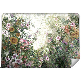 Fototapeta Abstrakcyjne kolorowe kwiaty malarstwo akwarelowe. Wiosna wielobarwne