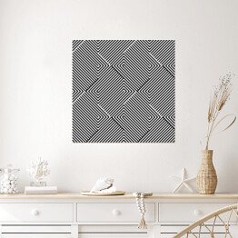 Plakat samoprzylepny Mozaika z kwadratów w czarno białe linie
