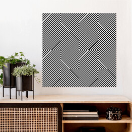Plakat samoprzylepny Mozaika z kwadratów w czarno białe linie