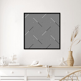 Plakat w ramie Mozaika z kwadratów w czarno białe linie