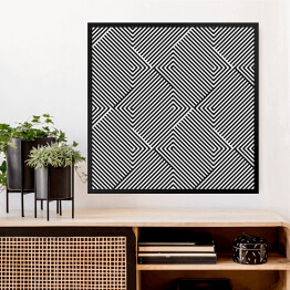 Obraz w ramie Mozaika z kwadratów w czarno białe linie