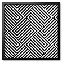 Obraz w ramie Mozaika z kwadratów w czarno białe linie